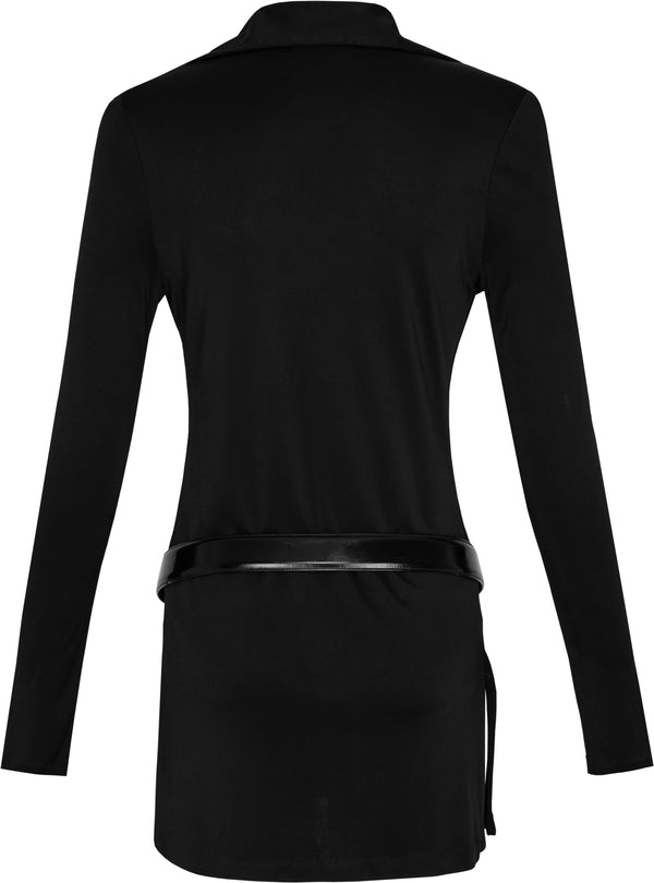 Gucci Spring 1996 Black Lace-Up Mini Belted Dress