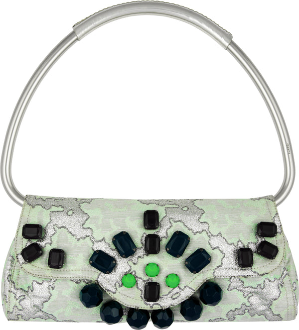 Prada Spring 2003 Jacquard Embellished Swing Bag