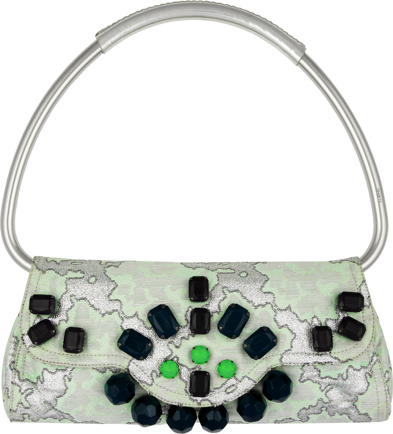 Prada Spring 2003 Jacquard Embellished Swing Bag