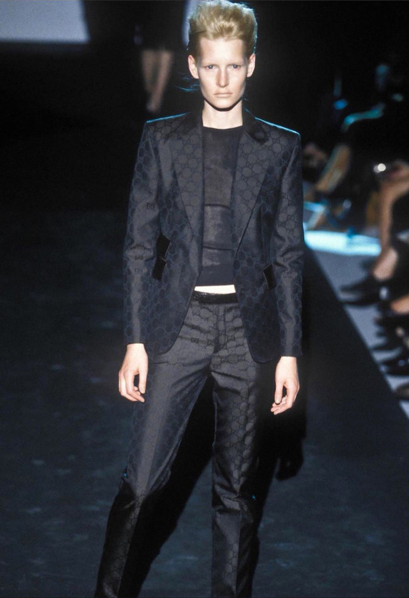 Gucci Spring 1998 Runway Satin Monogram Two-Piece Suit