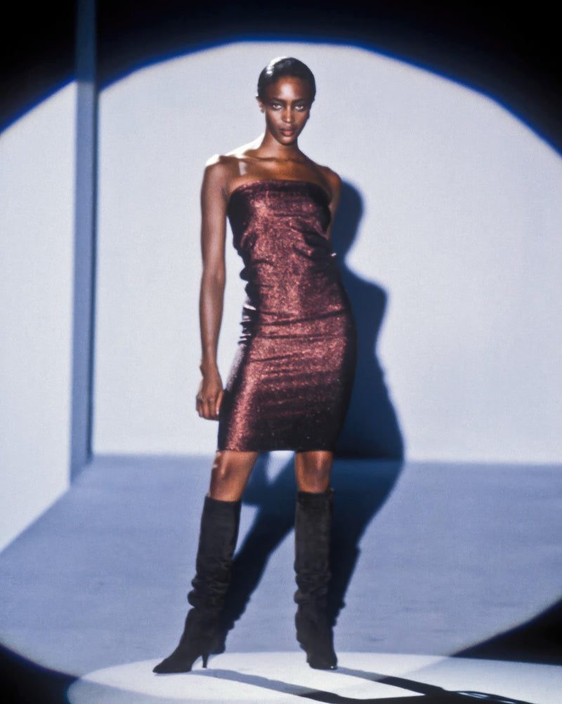 Gucci Spring 1997 Runway Metallic Lurex Tube Dress