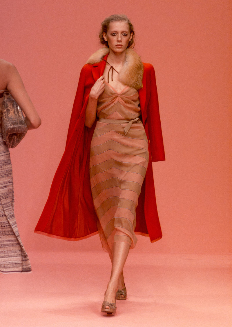 Prada Fall 2000 Runway Sheer Striped Midi Skirt