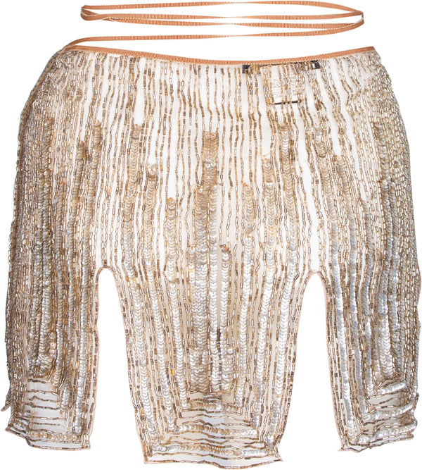 Roberto Cavalli Spring 2000 Embellished Wrap Mini Skirt