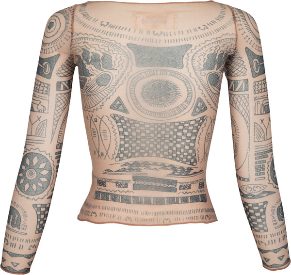 Maison Martin Margiela Spring 1989 Trompe-l'œil Tattoo Mesh Top