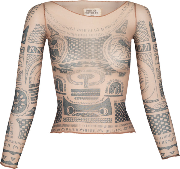 Maison Martin Margiela Spring 1989 Trompe-l'œil Tattoo Mesh Top
