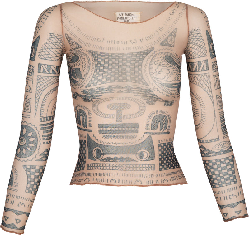 Maison Martin Margiela Spring 1989 Trompe-l'œil Tattoo Mesh Top