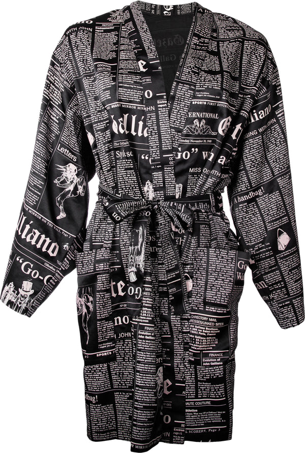 John Galliano Gazette Newspaper Printed Robe