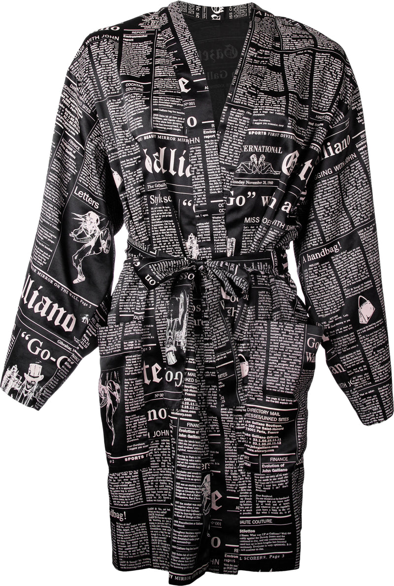 John Galliano Gazette Newspaper Printed Robe