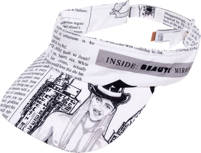 John Galliano White Gazette Newspaper Visor Hat