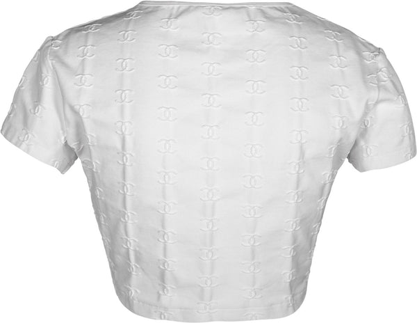 Chanel Spring 1997 White Logo Crop Top