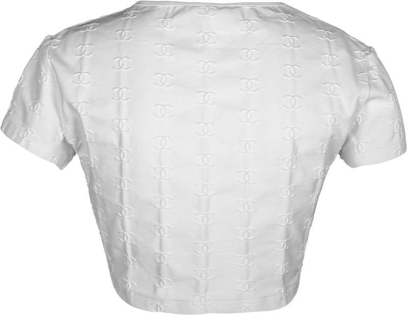 Chanel Spring 1997 White Logo Crop Top