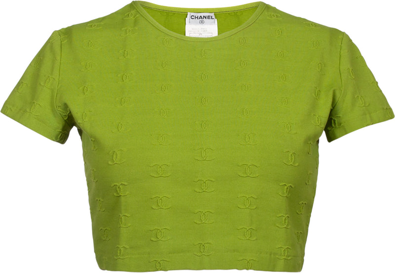 Chanel Spring 1997 Green Logo Crop Top