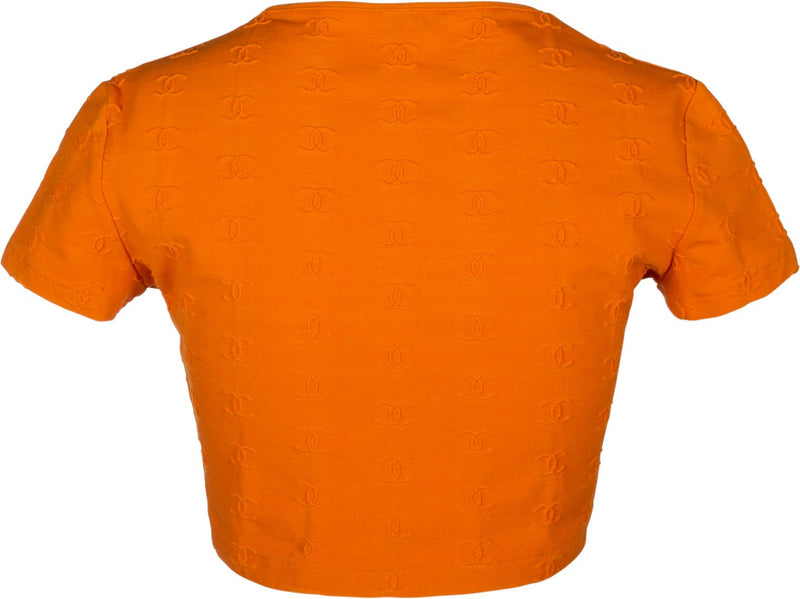Chanel Spring 1997 Orange Logo Crop Top