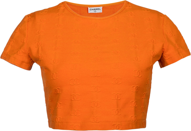 Chanel Spring 1997 Orange Logo Crop Top