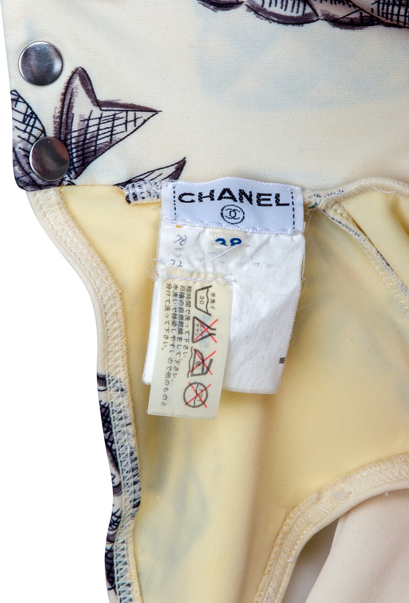 Chanel Spring 1996 Runway Backless Printed Jumpsuit
