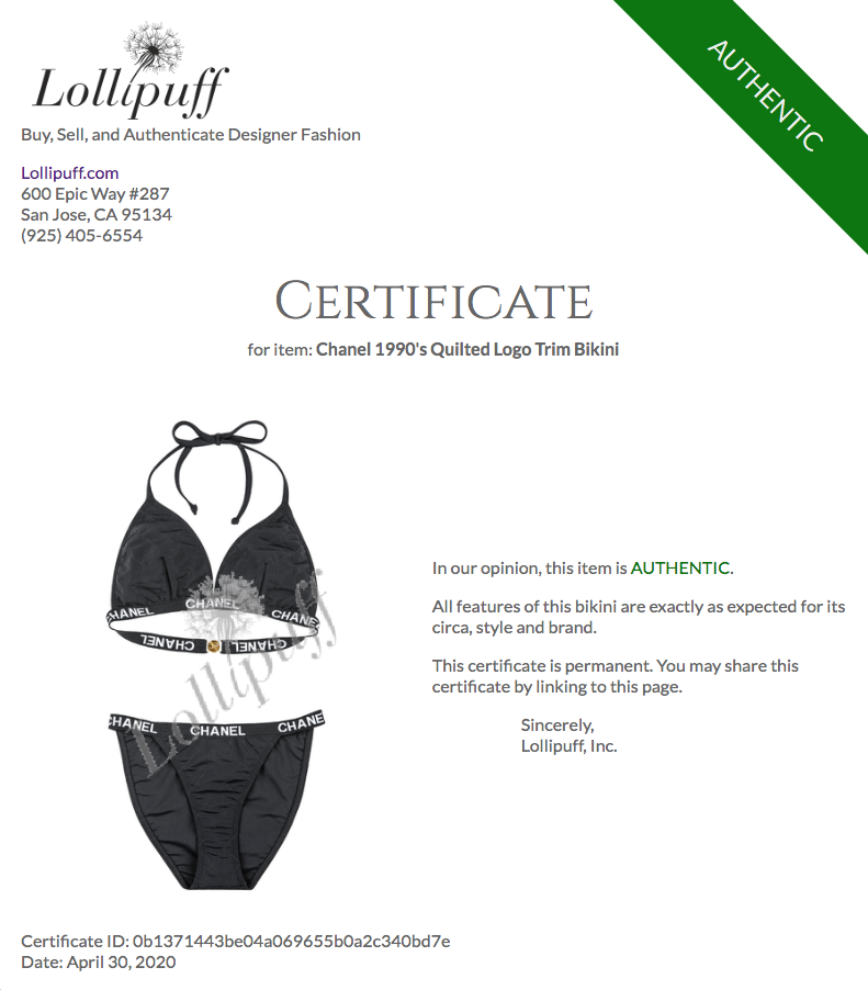 Chanel 1990's Quilted Logo Trim Bikini