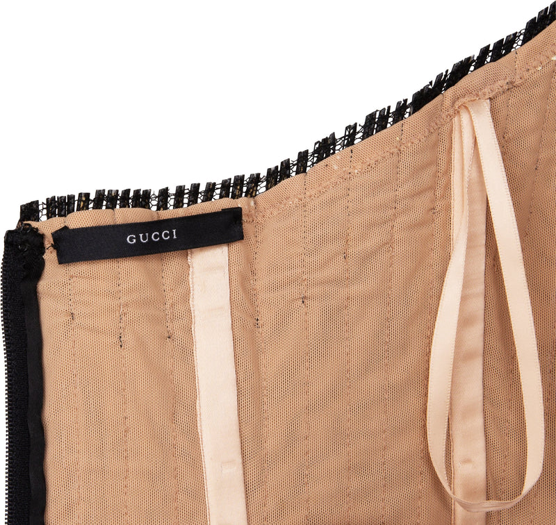 Gucci Spring 2001 Runway Optical Illusion Leather Bustier Top