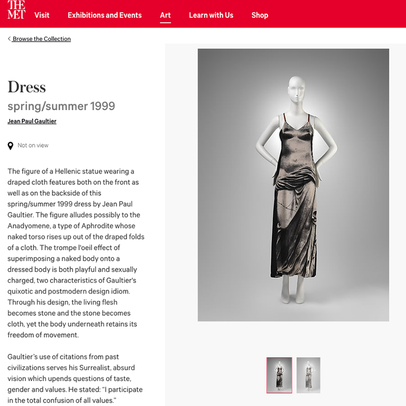 Jean Paul Gaultier Spring 1999 Runway Museum Hellenic Statue Gown