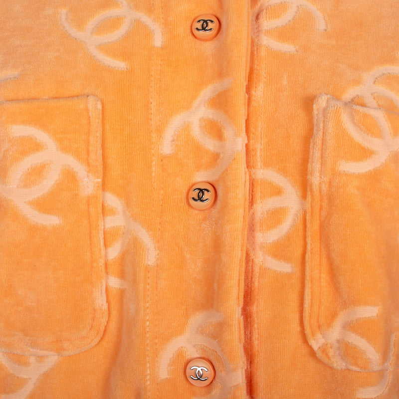 Chanel Velour Logo Spring 1996 Runway Jacket