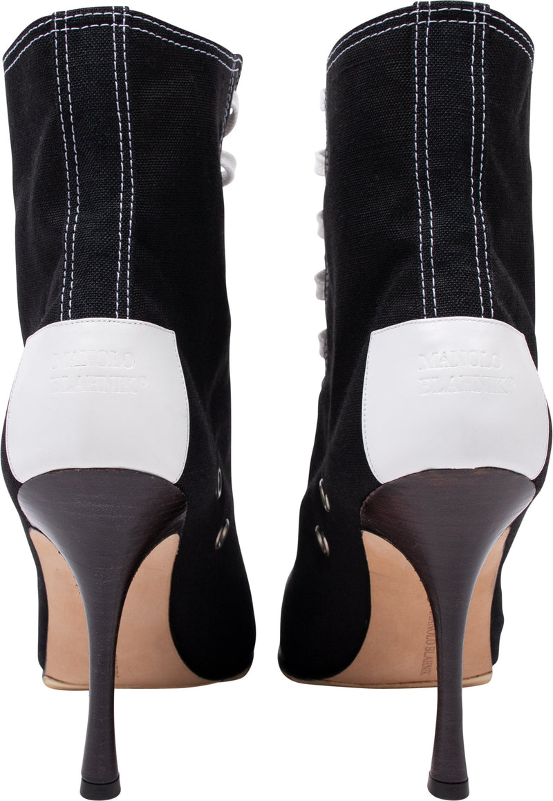 Manolo Blahnik Lace-up Canvas Sneaker Boots