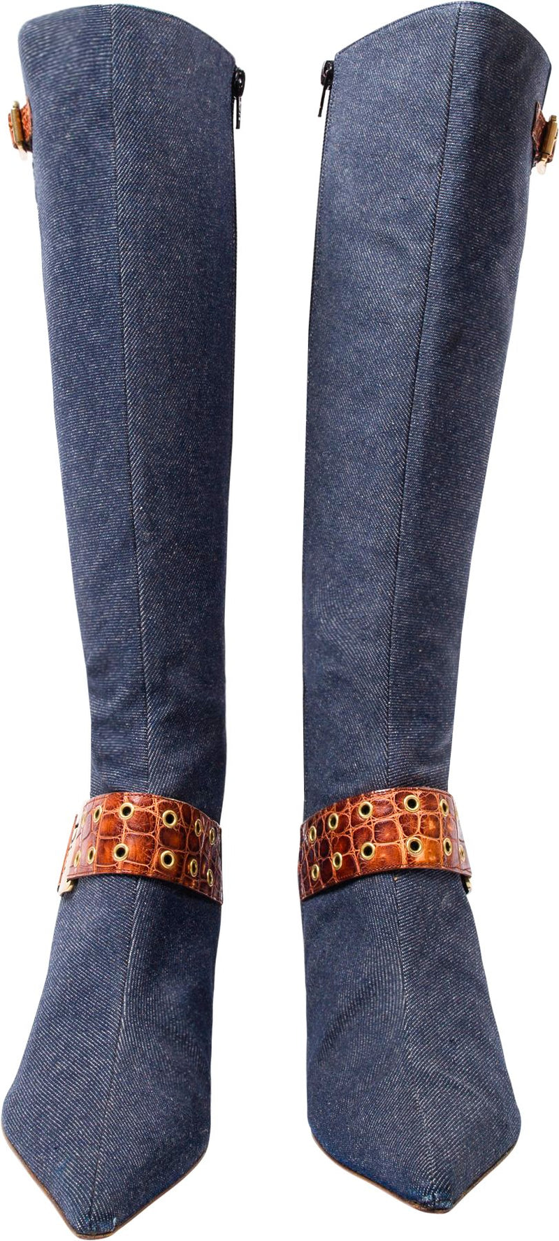 Christian Dior Denim Buckle Boots