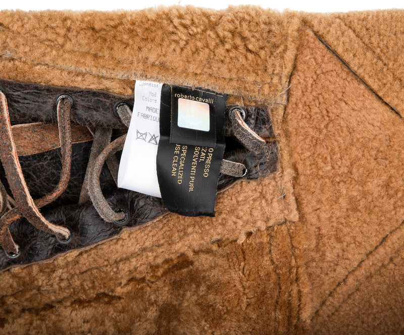 Roberto Cavalli Fall 2003 Brown Leather Mini Dress