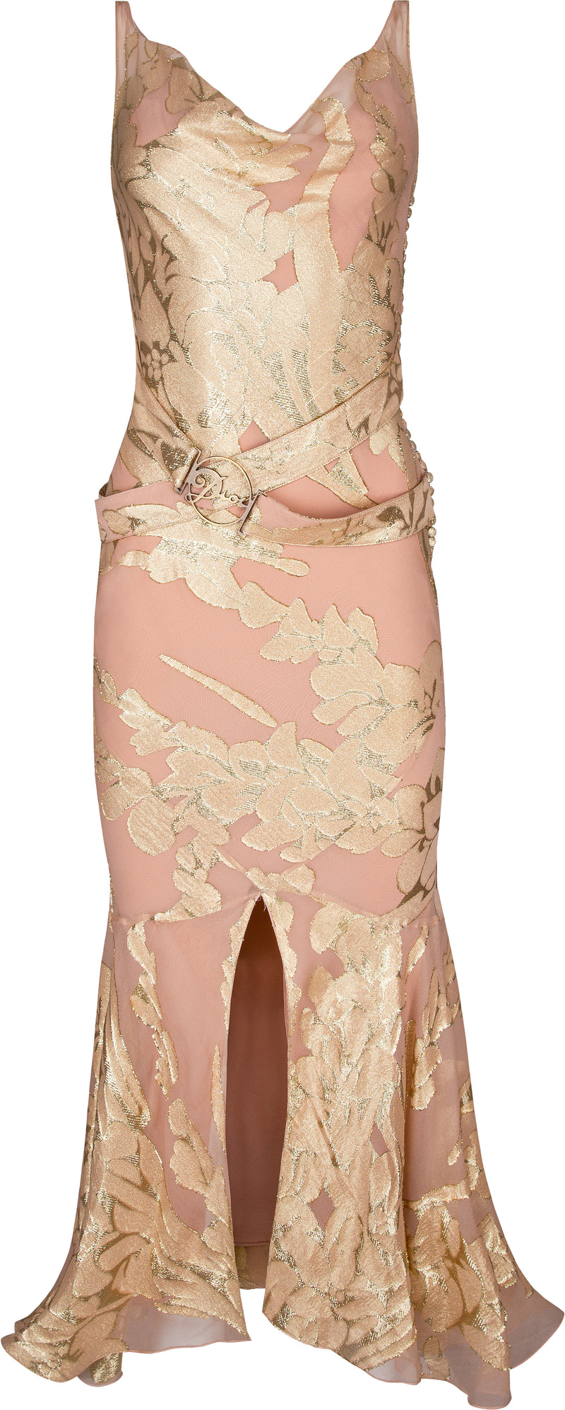 Christian Dior Fall 2004 Silk Chiffon Logo Belted Gown