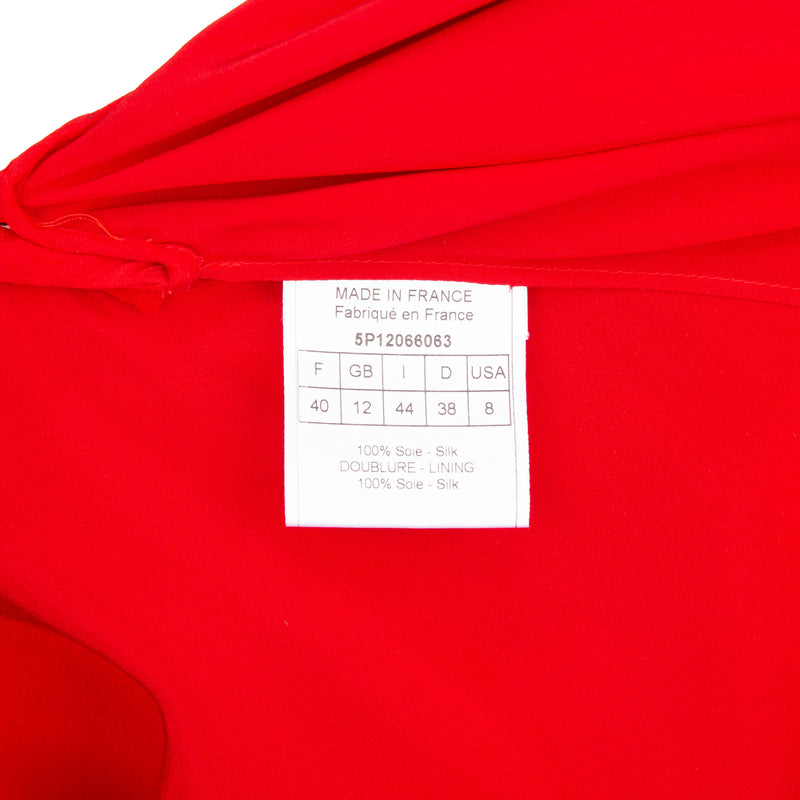 Christian Dior Spring 2005 Red Silk Chiffon Ruffle Gown
