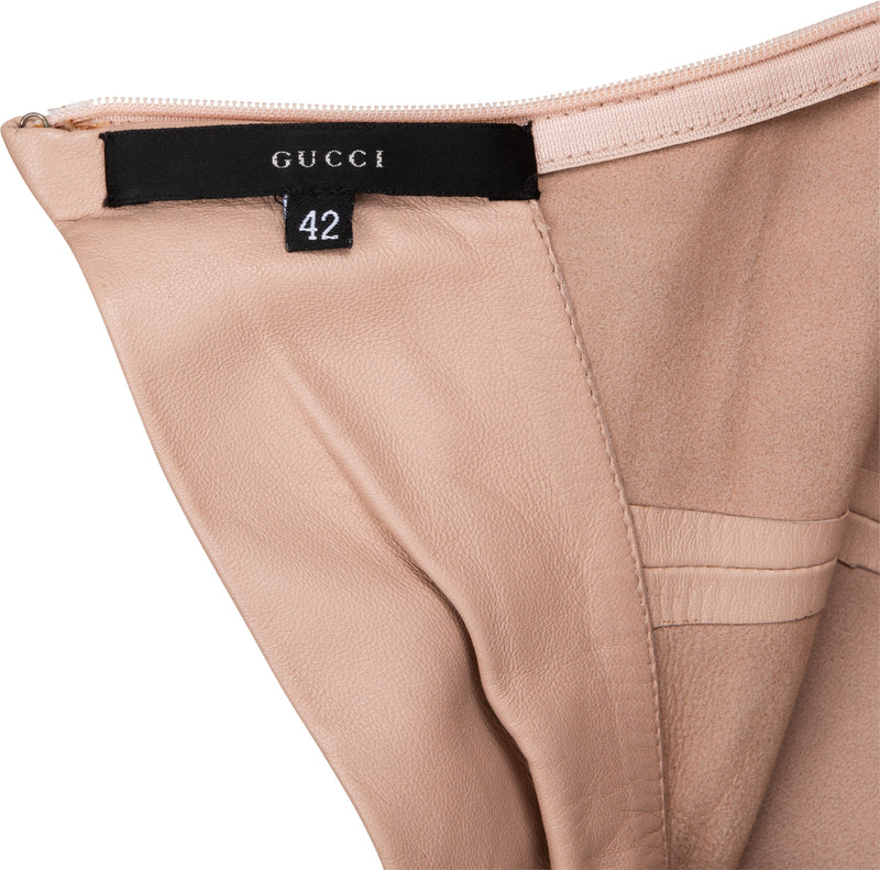 Gucci Fall 1999 Runway Nude Leather Flower Embellished Dress