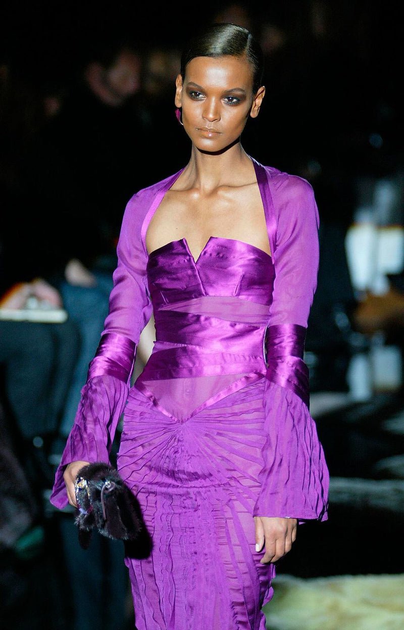 Gucci Fall 2004 Runway Silk Pleated Wrap Dress