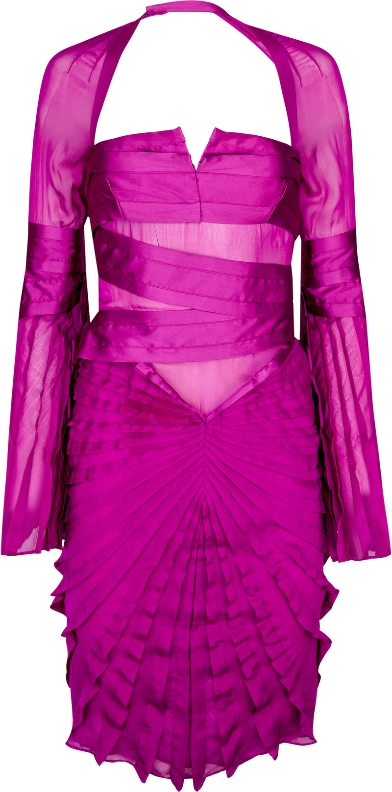 Gucci Fall 2004 Runway Silk Pleated Wrap Dress