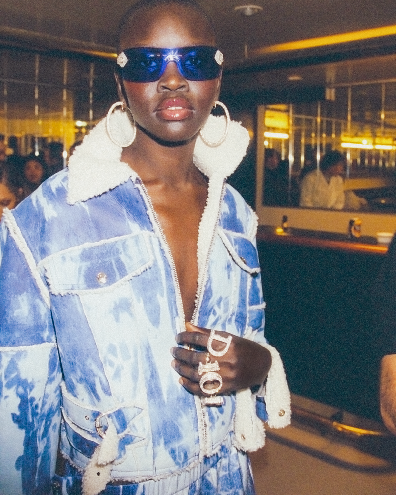 Christian Dior Fall 2000 Alek Blue Swarovski Embellished Logo Sunglasses