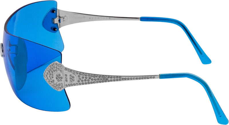 Christian Dior Fall 2000 Alek Blue Swarovski Embellished Logo Sunglasses