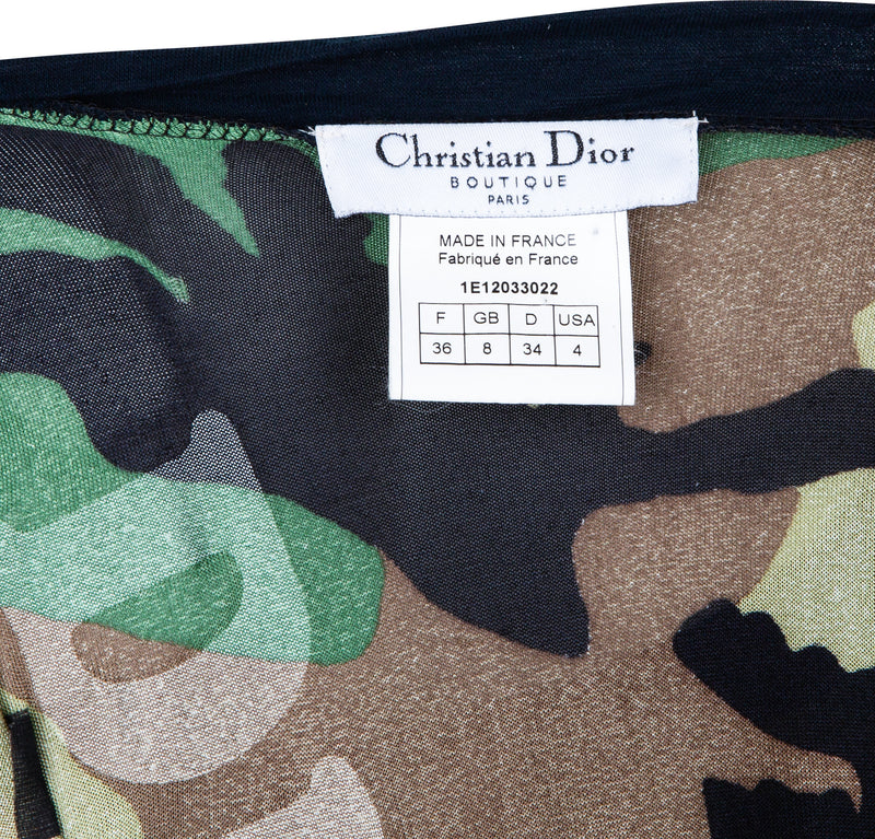 Christian Dior Spring 2001 "J'Adore Dior" Camouflage Silk Skirt