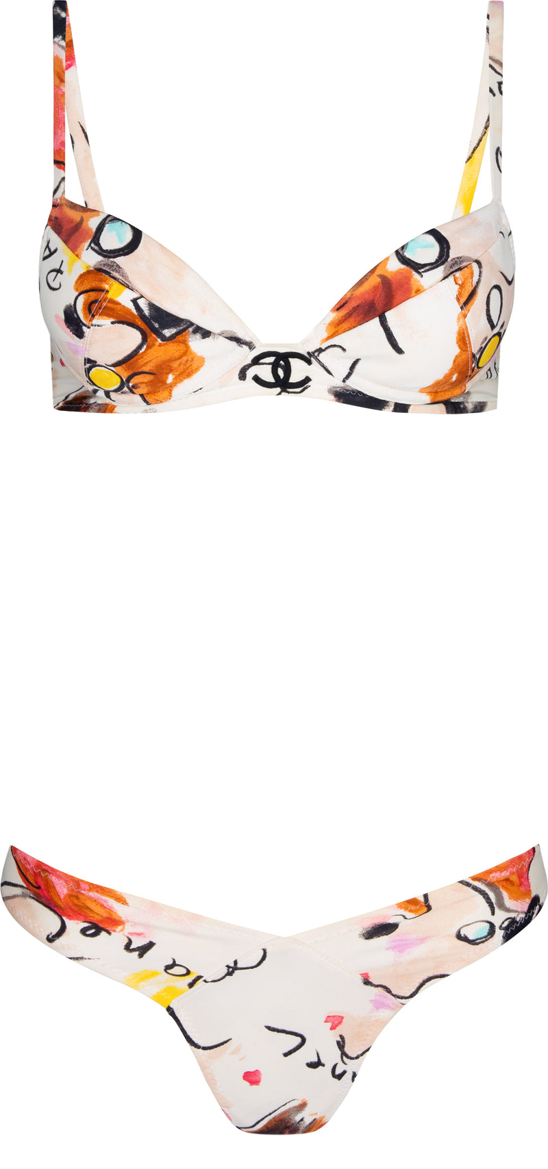 Chanel Spring 1995 Coco Printed Logo Bikini