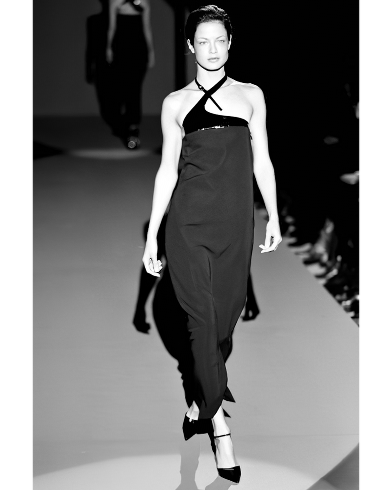 Gucci Fall 1997 Runway Black Leather G Choker Gown