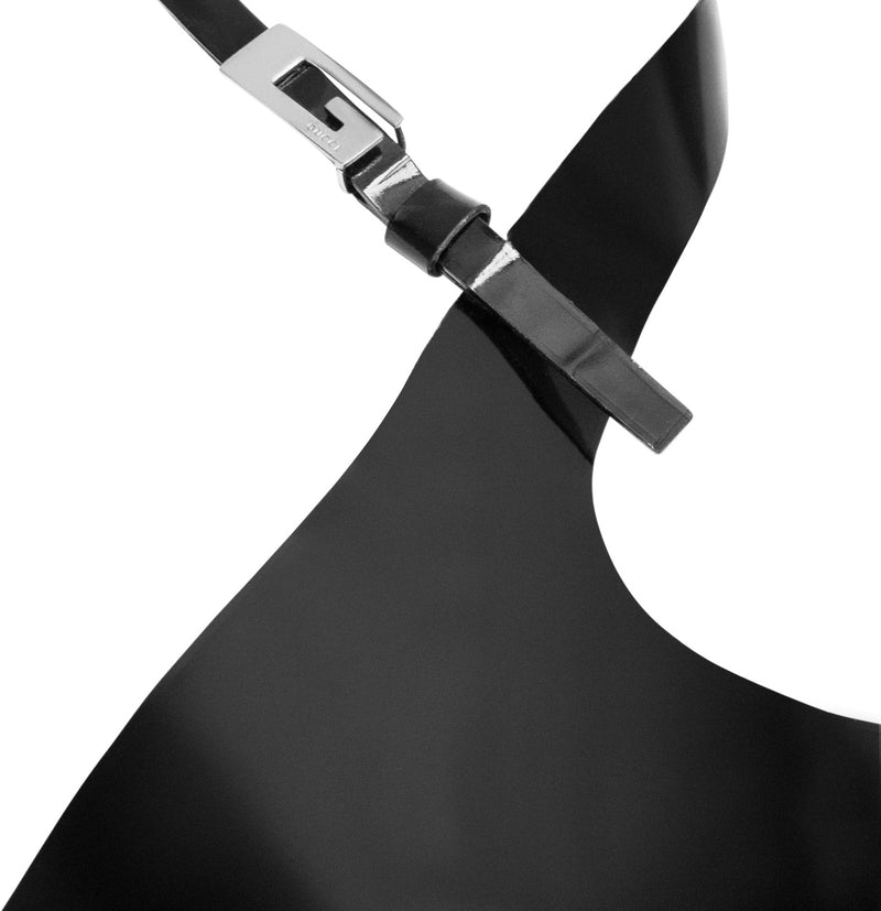 Gucci Fall 1997 Runway Black Leather G Choker Gown