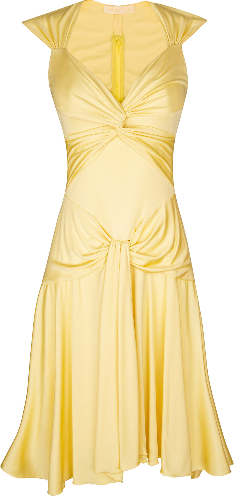 Valentino Spring 2004 Runway Yellow Ruched Dress