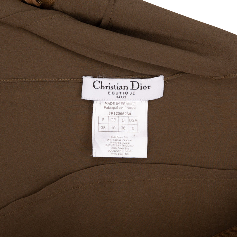 Christian Dior Spring 2003 Silk Lace-Up Metallic Dress