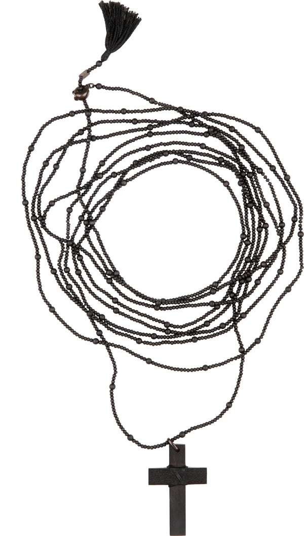 Gucci Fall 2002 Ebony Beaded Rosary Necklace