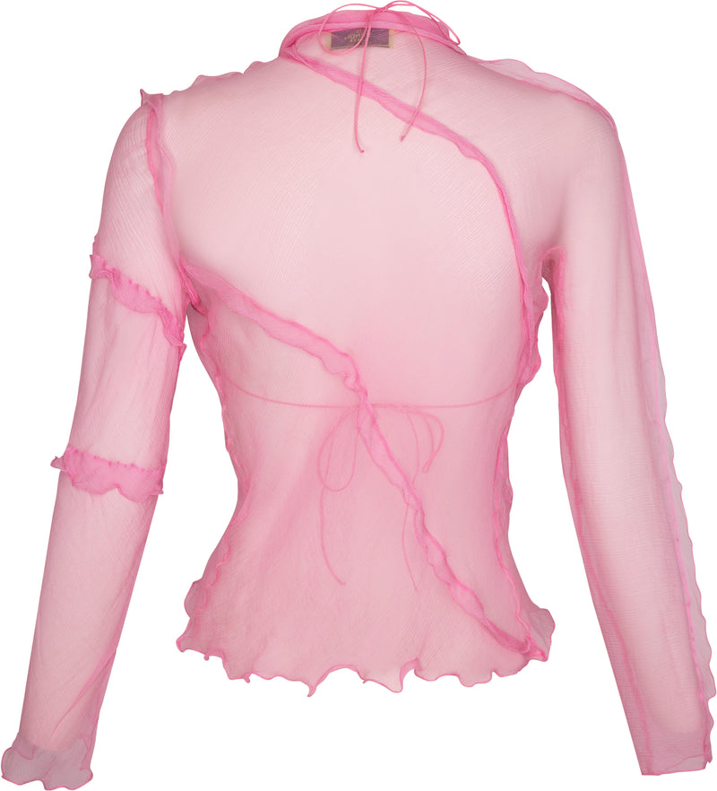 Fendi Spring 2000 Pink Silk Chiffon Blouse Bralette Set