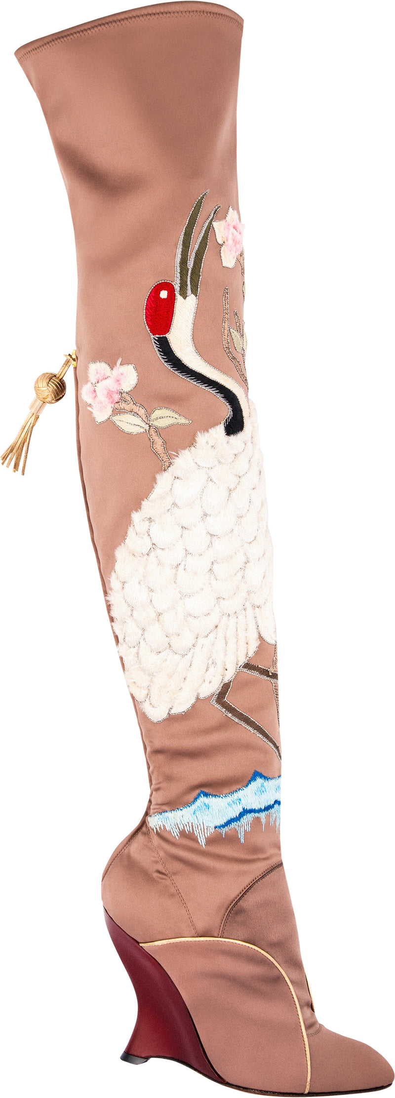 Yves Saint Laurent Fall 2004 Runway Silk Embroidered Boots