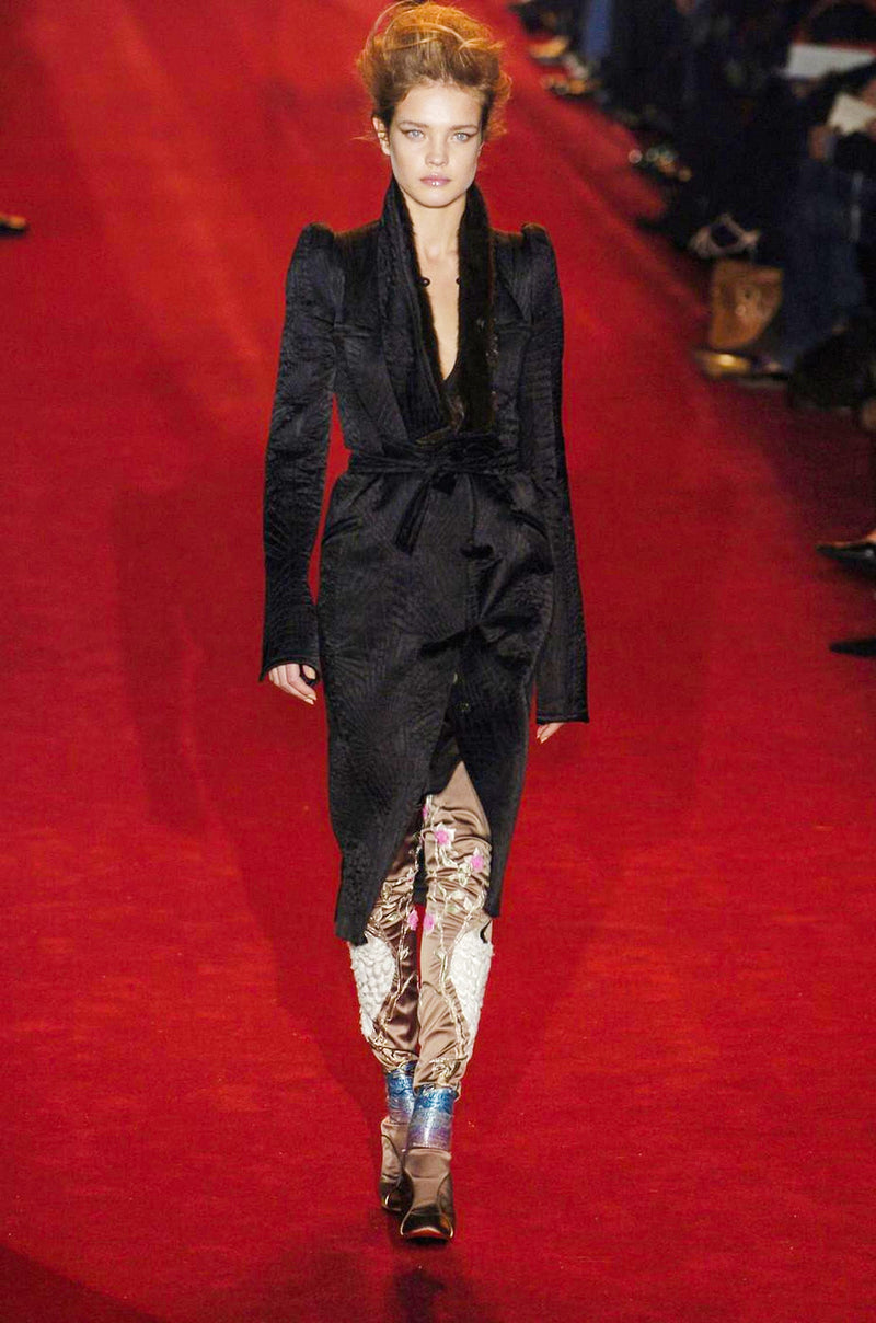 Yves Saint Laurent Fall 2004 Runway Silk Embroidered Boots