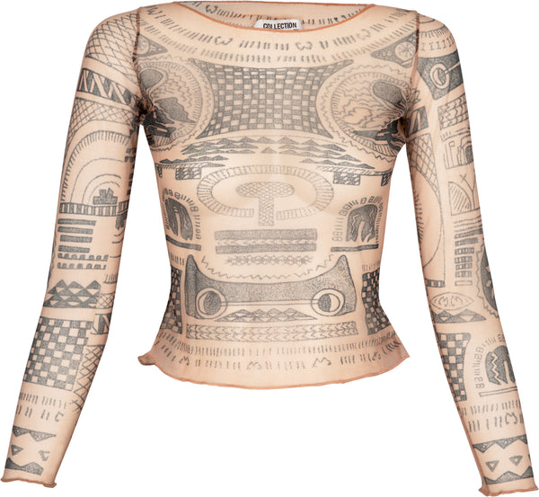 Maison Martin Margiela Spring 1989 Trompe-l'œil Tattoo Mesh Top