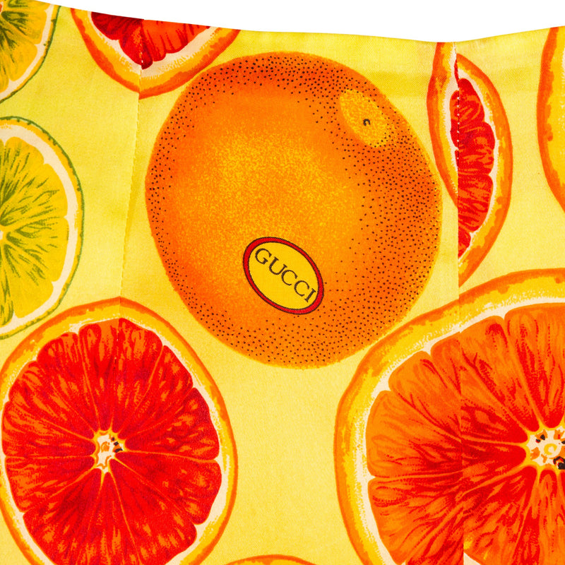Gucci Spring 1995 Citrus Logo Print Silk Pants