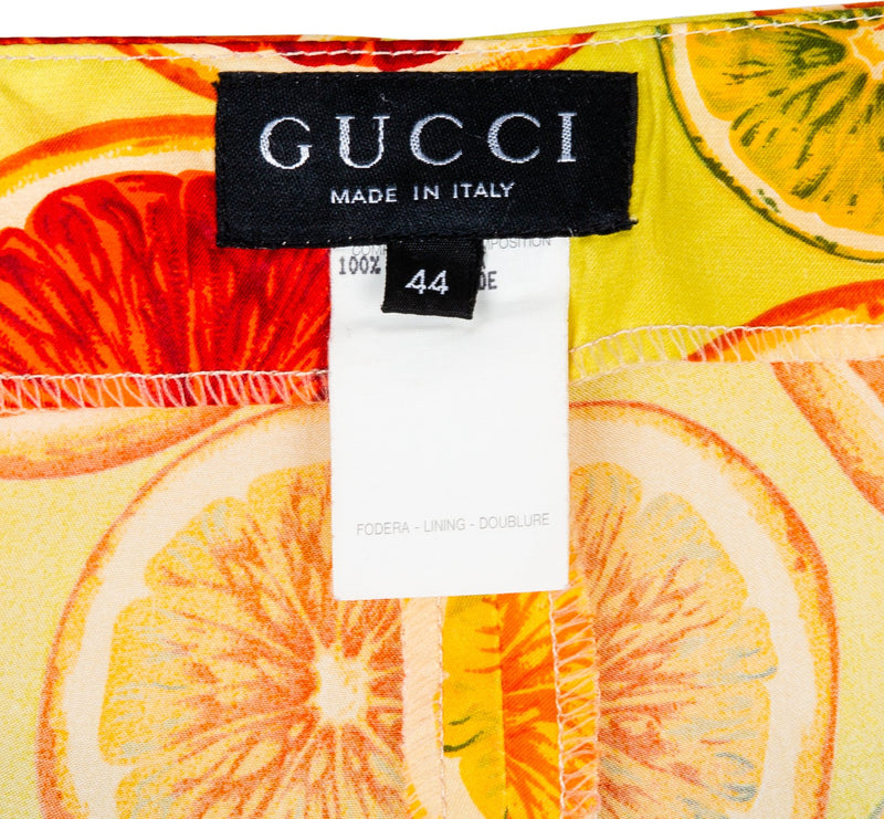 Gucci Spring 1995 Citrus Logo Print Silk Pants