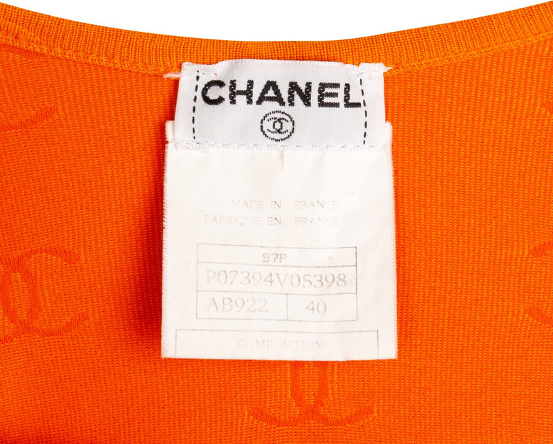 Chanel Spring 1997 Orange Embroidered Logo Jumpsuit