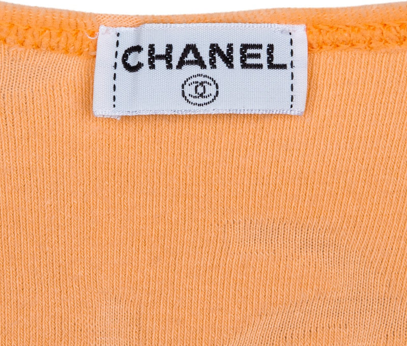 Chanel Tangerine Velour Logo Spring 1996 Mini Dress