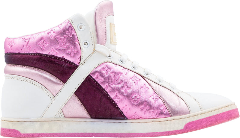 Louis Vuitton Pink Metallic Monogram High-Top Sneakers