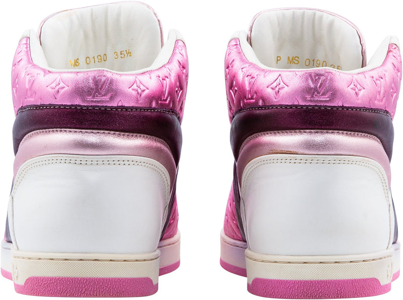 Louis Vuitton Pink Metallic Monogram High-Top Sneakers
